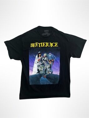 Beetlejuice Black Graphic Tee with Movie Poster Print